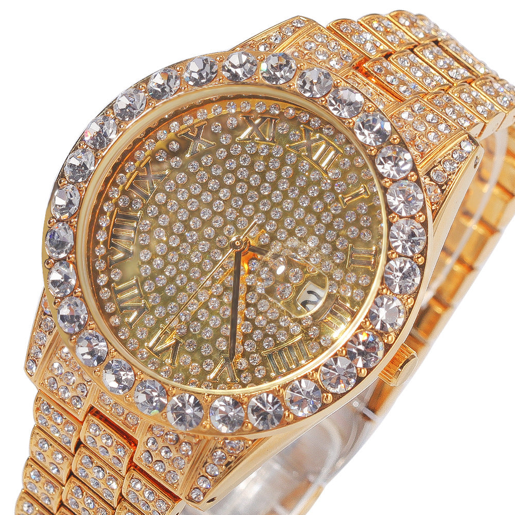 Hip-hop full-diamond waterproof quartz watches