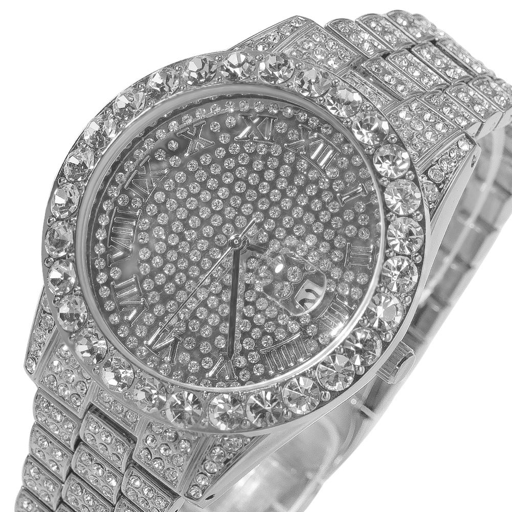 Hip-hop full-diamond waterproof quartz watches