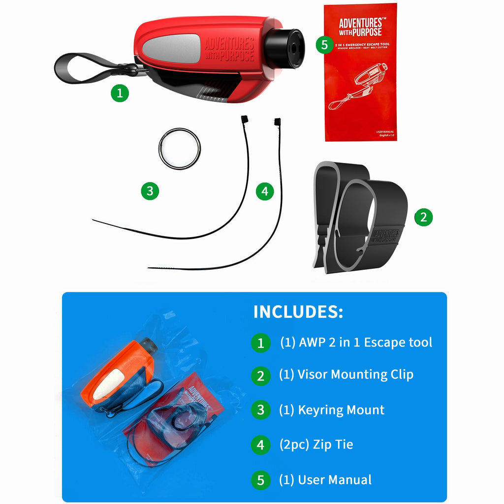 2-in-1 Emergency Window Breaker & Seatbelt Cutter